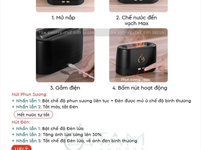 Máy khuếch tán tinh dầu ngọn lửa đơn giản [Cáp USB -Tặng tinh dầu] MKTTD-31